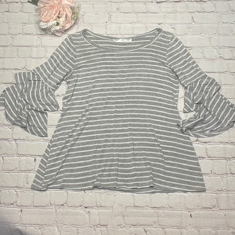 Infinity Raine Striped Grey Blouse - Picture 4 of 6